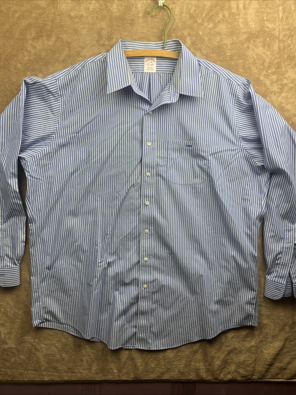 Men’s Brooks Brothers 18-38 Non-Iron Button Up T Shirt Blue (Read)